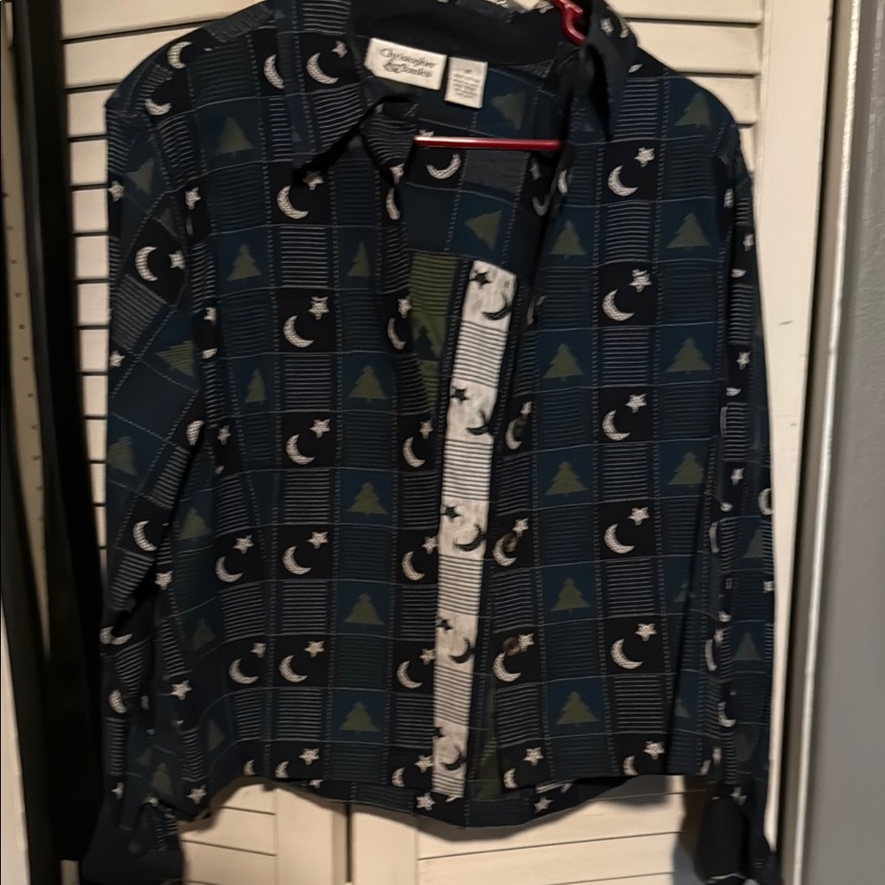 Christopher & Banks Blue Button Down Shirt with Eyelet Detail